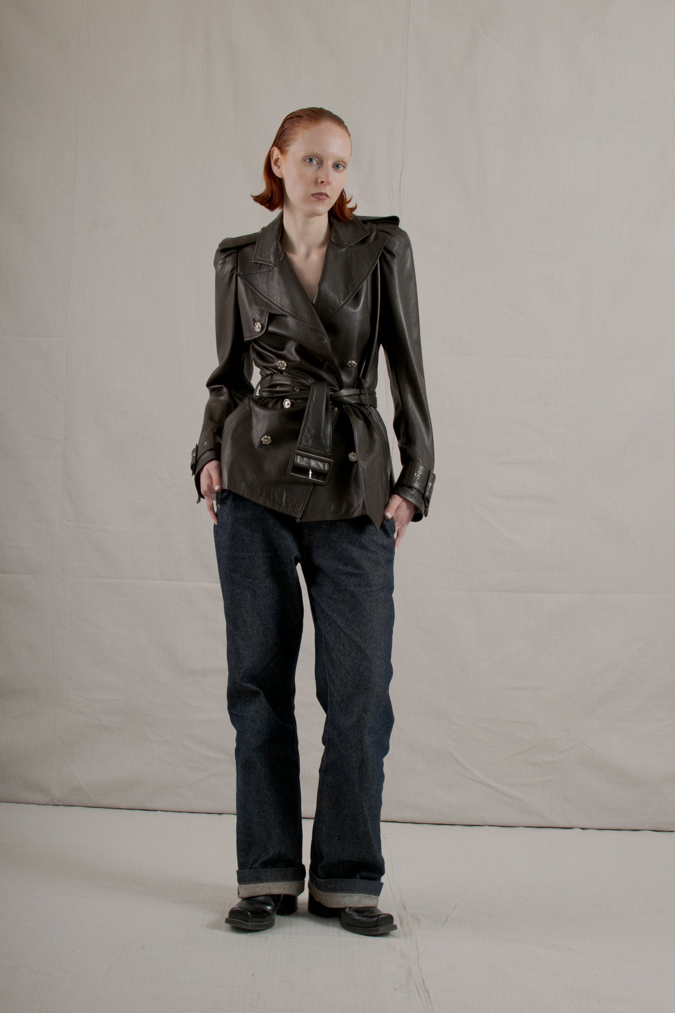 訳あり・アウトレット特集 – Jacket Leather Brown Galliano John 2001 Fall Lust Fond and ジャケット・アウター