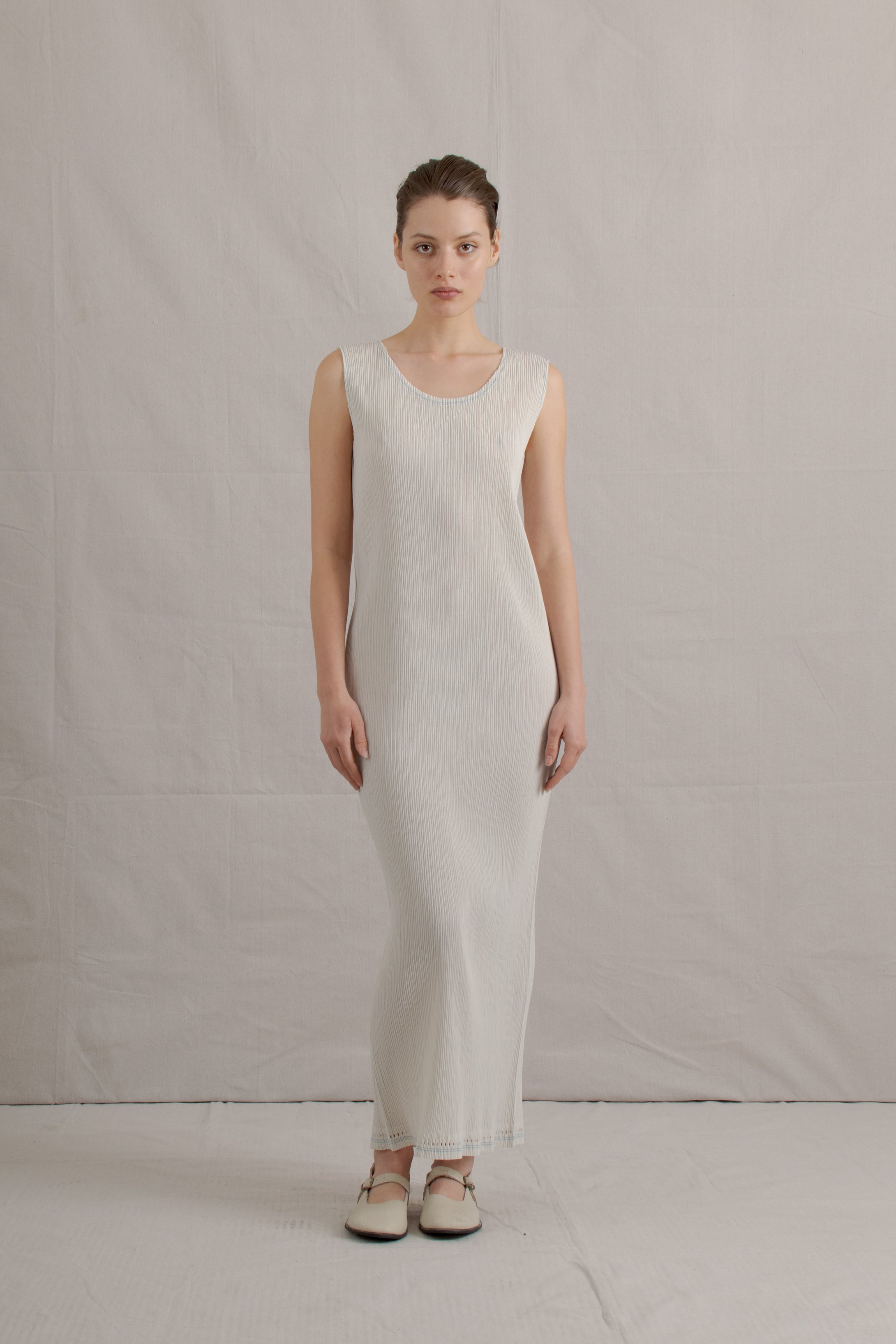 1990's Issey Miyake Icy Gray Column Dress