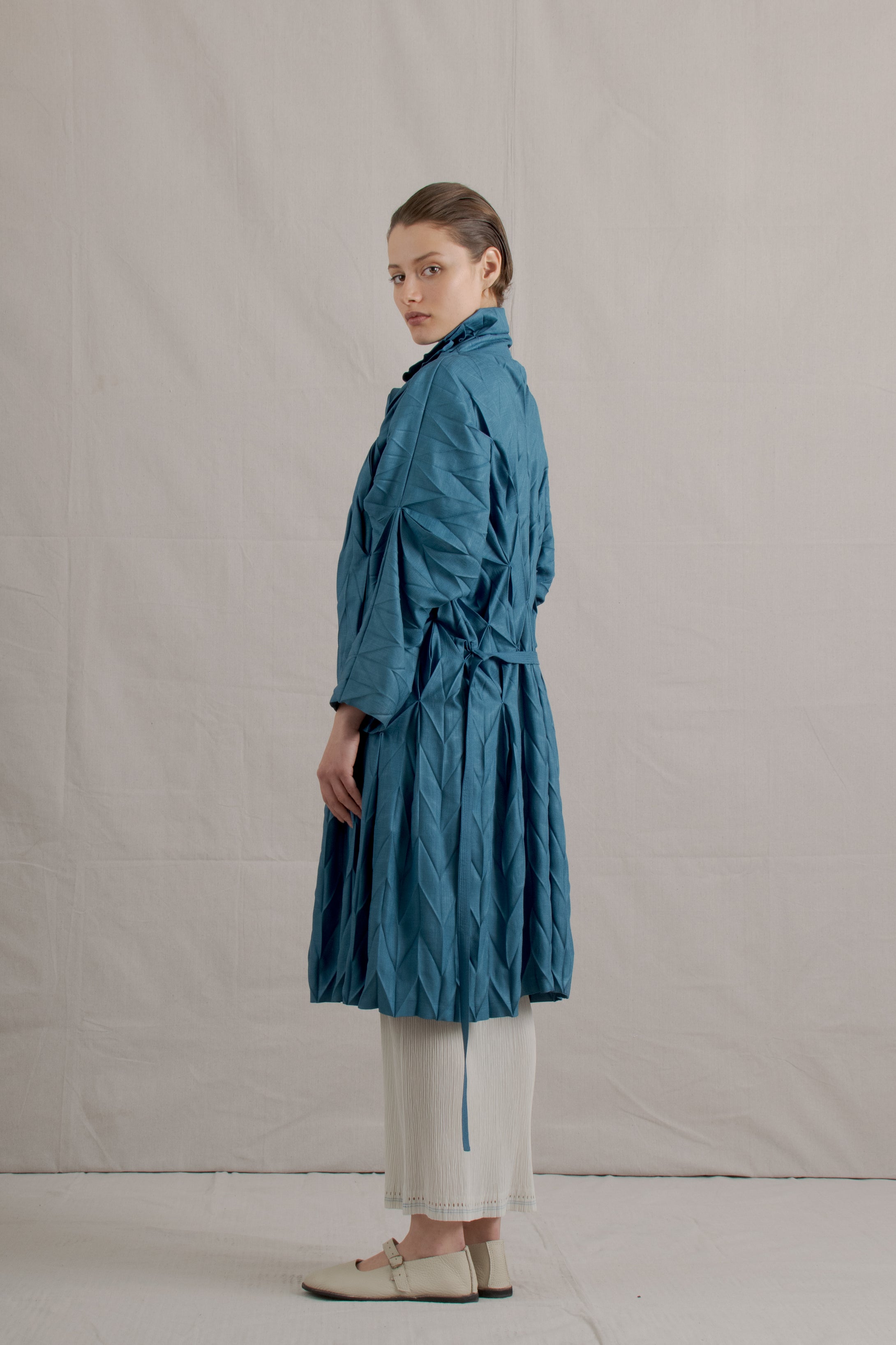 1990's Issey Miyake Fete Blue Origami Robe