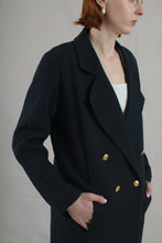 Load image into Gallery viewer, 1980&#39;s Chanel Navy Quilted Double Breasted Coat
