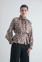 Load image into Gallery viewer, 1970&#39;s Gump&#39;s Thai Silk Blouse w/ Leaf Print
