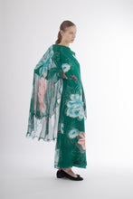 Load image into Gallery viewer, 1970&#39;s Hanae Mori Green Floral Silk Chiffon Dress
