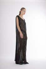 Load image into Gallery viewer, 1920&#39;s Black Silk Chiffon &amp; Gold Embroidered Kaftan
