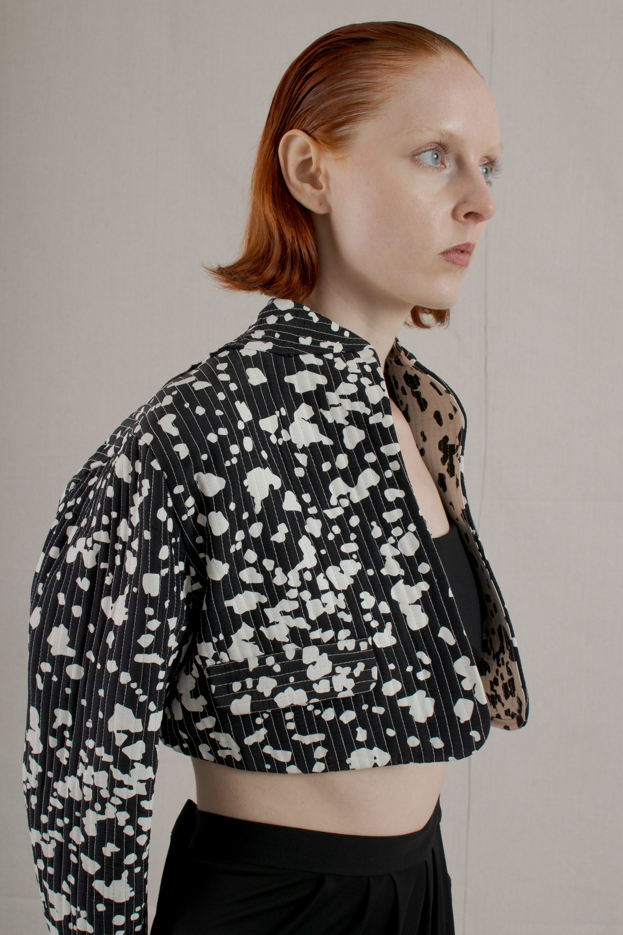 1980's Geoffrey Beene Black/White Quilted Bolero