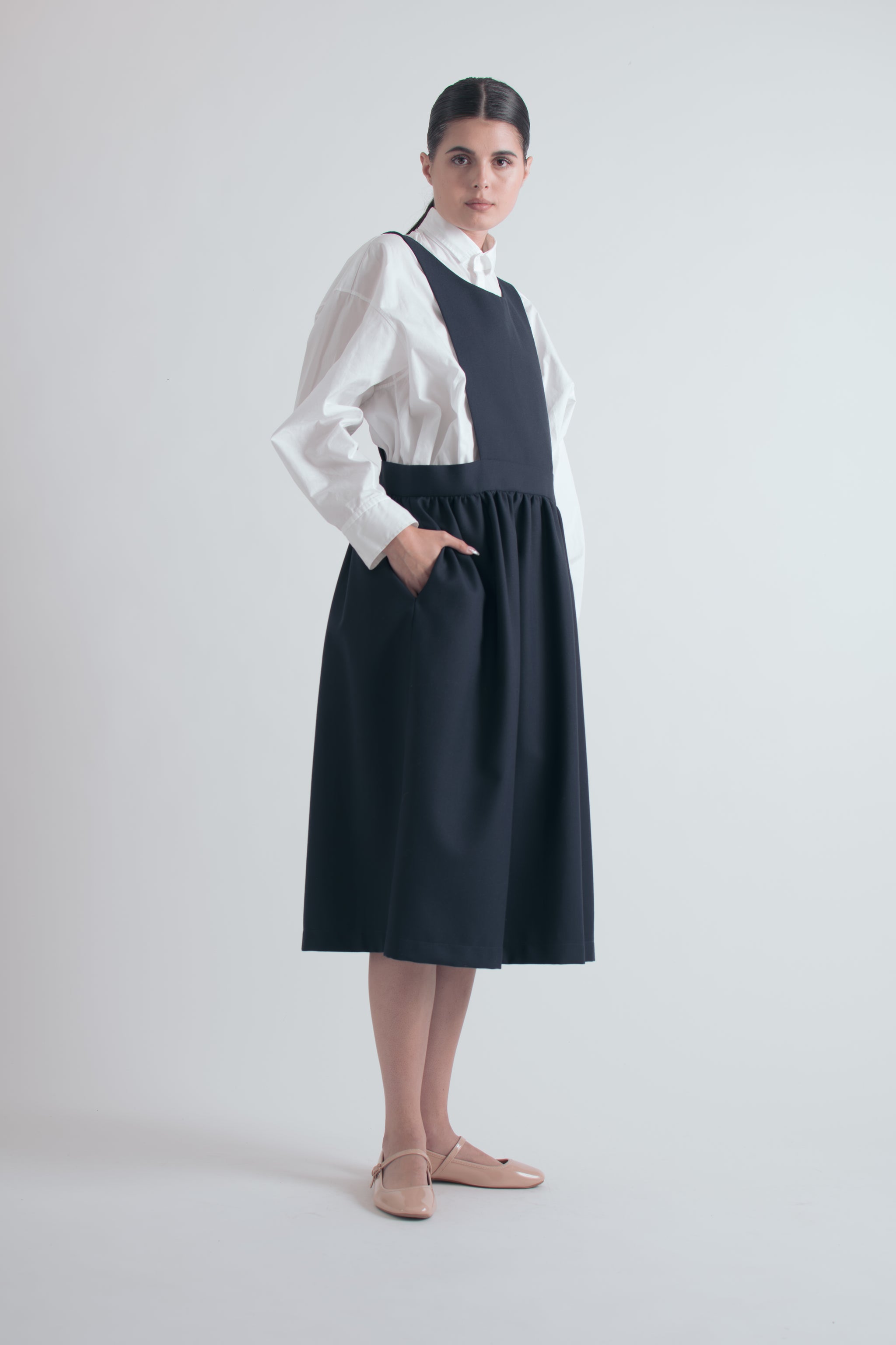 Y2K Comme des Garcons Navy Pinafore Dress Lust and Fond Vintage