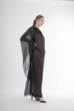 Load image into Gallery viewer, 1970&#39;s Italian Black Silk Chiffon &amp; Swarovski Crystal Dress
