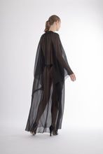 Load image into Gallery viewer, 1970&#39;s Italian Black Silk Chiffon &amp; Swarovski Crystal Dress
