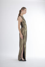 Load image into Gallery viewer, Y2K Vera Wang Gold Lamé Column Dress
