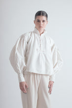 Load image into Gallery viewer, Antique Textured  Linen Hand Embroidered Folk Blouse
