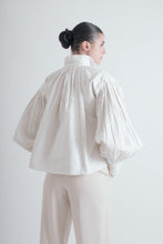 Load image into Gallery viewer, Antique Textured  Linen Hand Embroidered Folk Blouse
