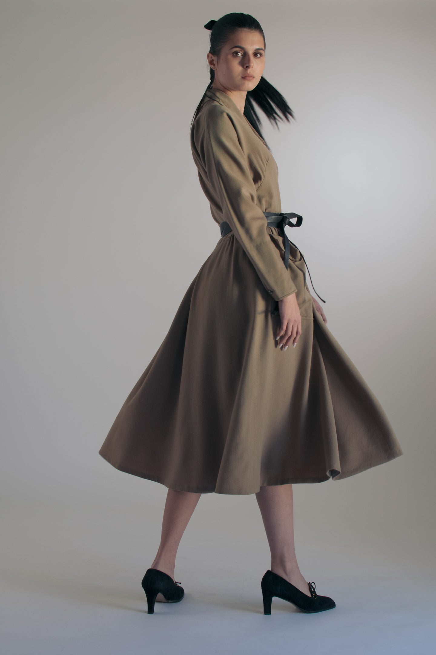 1940's Claire McCardell Khaki Pocket Dress
